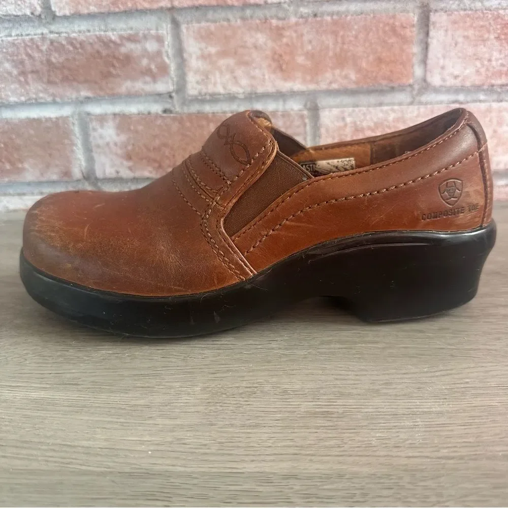 Ariat Expert Safety Leather Clogs Composite Toe Women’s 8 Tan Work - Picture 3 of 9